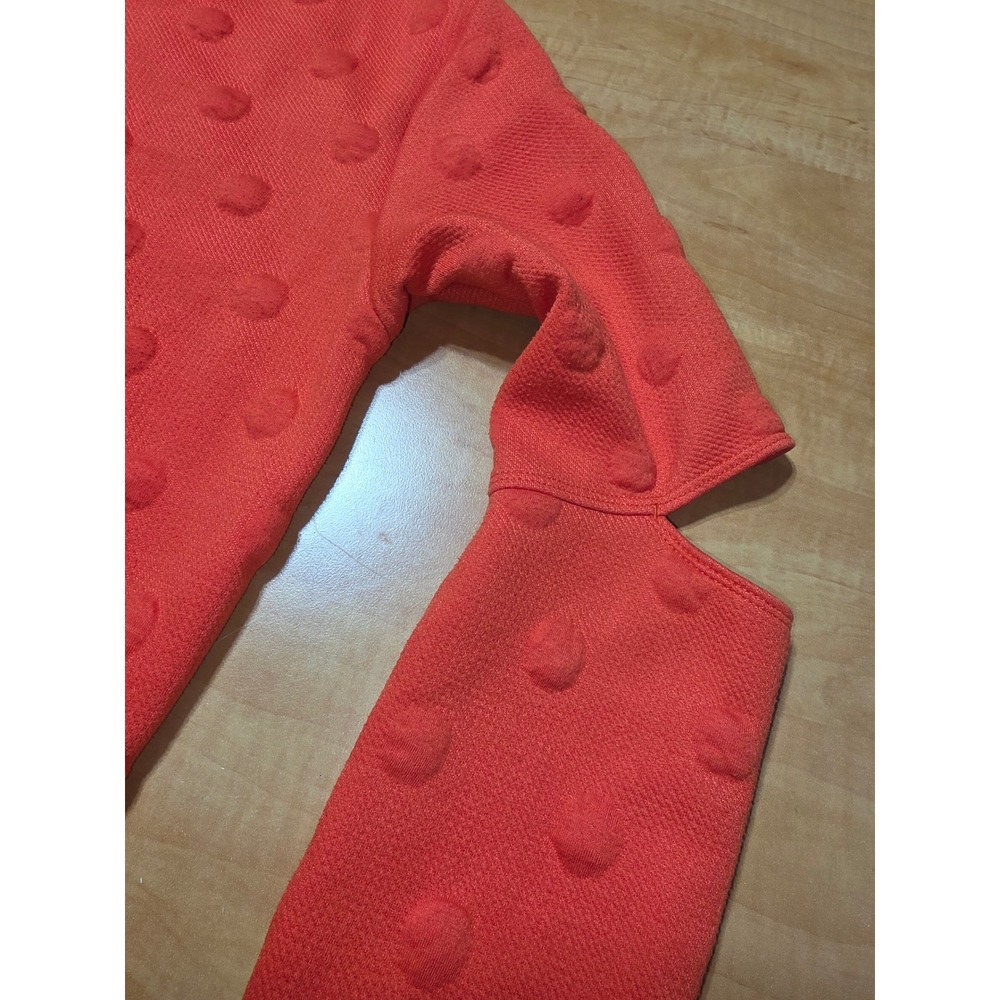 JoyLab Womens Textured Polka Dot Sweatshirt Elbow Cut Out Orange Red Size M - Picture 4 of 6